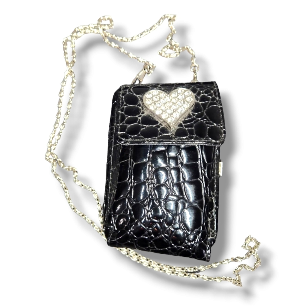Black PU Mock-croc Cellphone Bag/Wallet